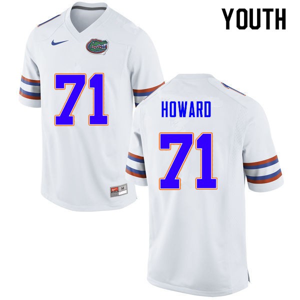 Youth #71 Chris Howard Florida Gators College Football Jersey White